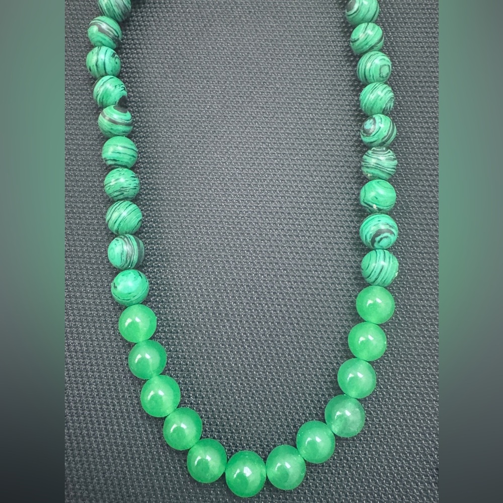 J Crew Jade colored Beads and Malachite Stone Necklace, Green